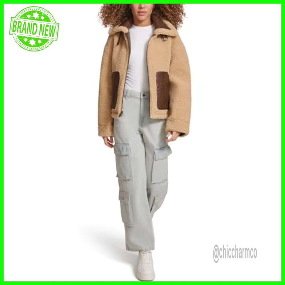 Reversible Sherpa Faux Leather Jacket, Size Small, Two Looks in One - Picture 4 of 6